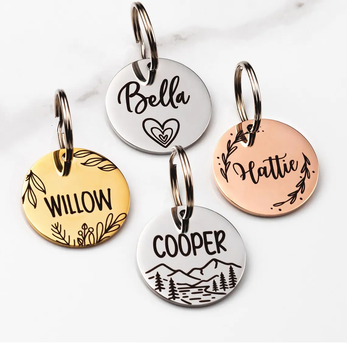 Personalized Stainless Steel Dog Tag, Laser Engraved Pet ID