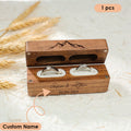 Personalized Wood Double Ring Box: Rustic Wedding Proposal
