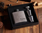 Personalized Flask For Men, Customized Engraved Groomsman And Best Man Gift, Wedding Flask For Groom, Dad, Boyfriend, And Husband, Unique Groomsman Proposal Gift For Bachelor Party, Monogrammed Flask Gift Set, Father's Day Gift