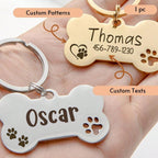 Bone Dog Tag: Hollow Paw, Engraved Pet ID, Stainless Steel