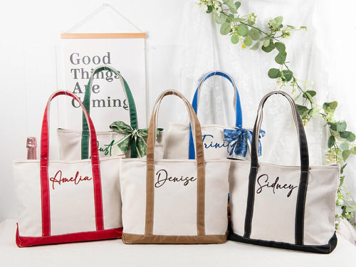 Embroidered Personalized Tote Bag, Monogram Tote Bag, Gift for Her, Gift for Mom, Bridesmaid Gift, Bride Gift, Travel Bag, Teacher Gifts