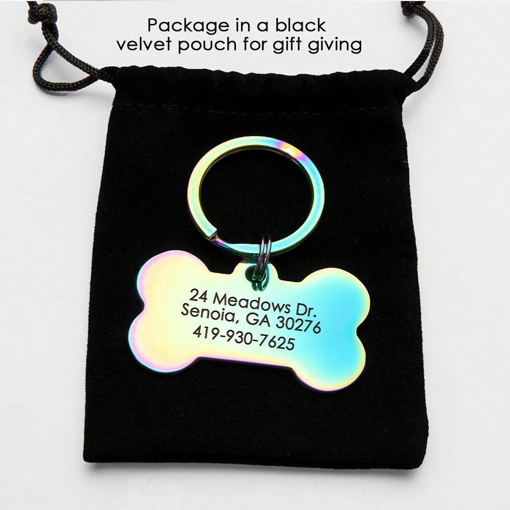 Bone Dog Tag: Hollow Paw, Engraved Pet ID, Stainless Steel