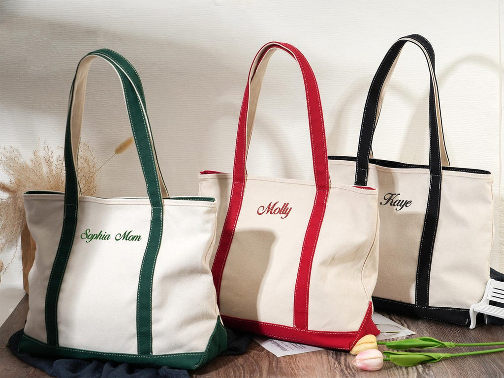 Embroidered Personalized Tote Bag, Monogram Tote Bag, Gift for Her, Gift for Mom, Bridesmaid Gift, Bride Gift, Travel Bag, Teacher Gifts