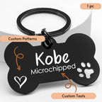 Bone Dog Tag: Hollow Paw, Engraved Pet ID, Stainless Steel