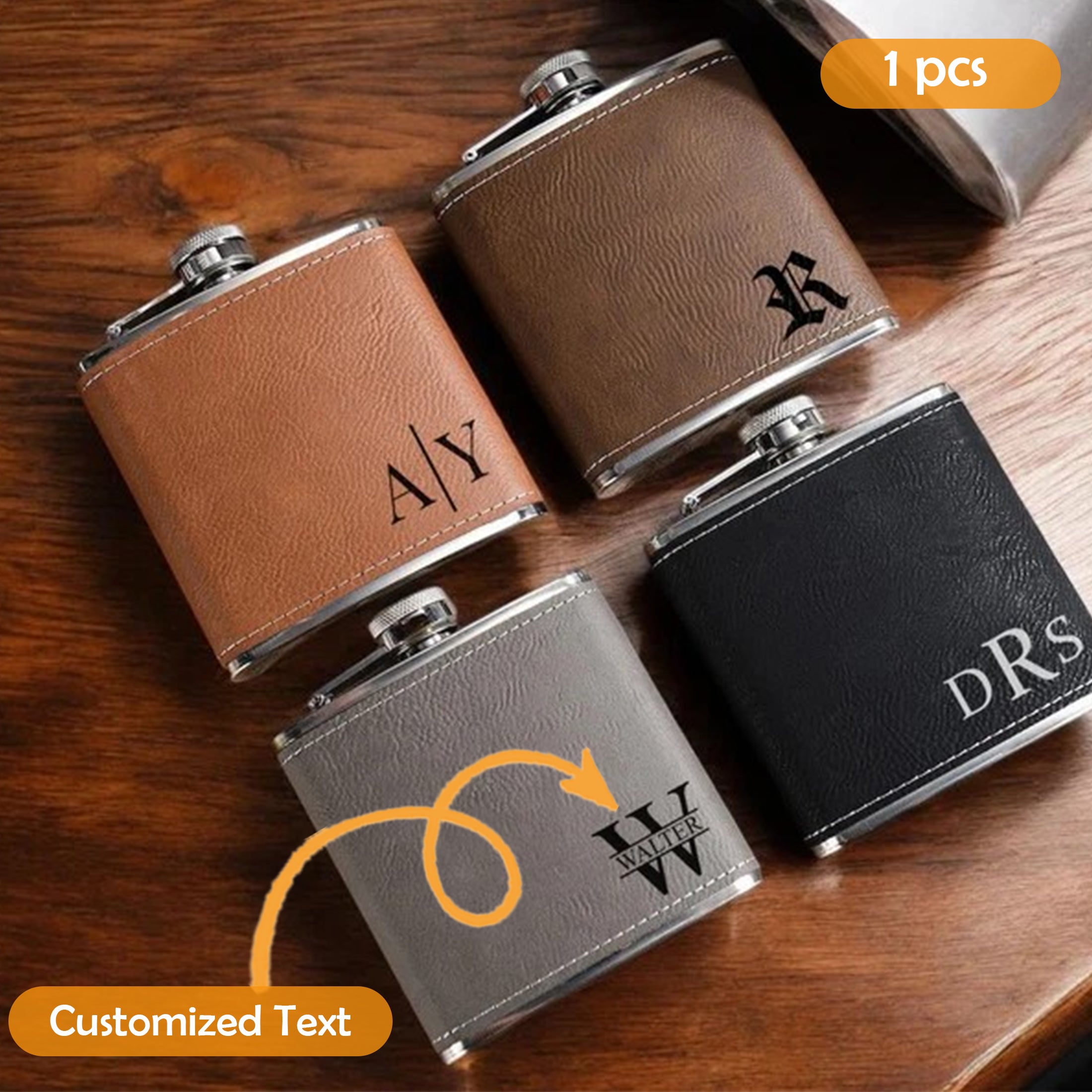 Personalized Flask For Men, Customized Engraved Groomsman And Best Man Gift, Wedding Flask For Groom, Dad, Boyfriend, And Husband, Unique Groomsman Proposal Gift For Bachelor Party, Monogrammed Flask Gift Set, Father's Day Gift