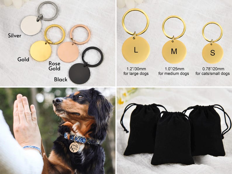 Personalized Stainless Steel Dog Tag, Laser Engraved Pet ID