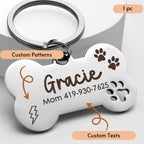 Bone Dog Tag: Hollow Paw, Engraved Pet ID, Stainless Steel