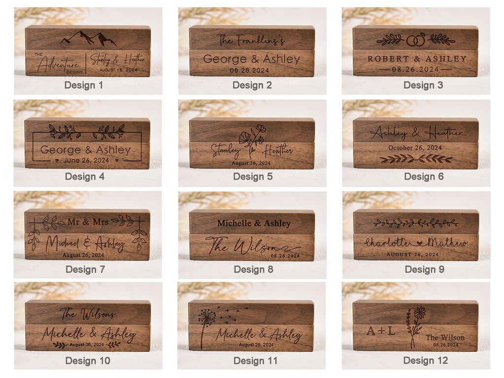 Personalized Wood Double Ring Box: Rustic Wedding Proposal