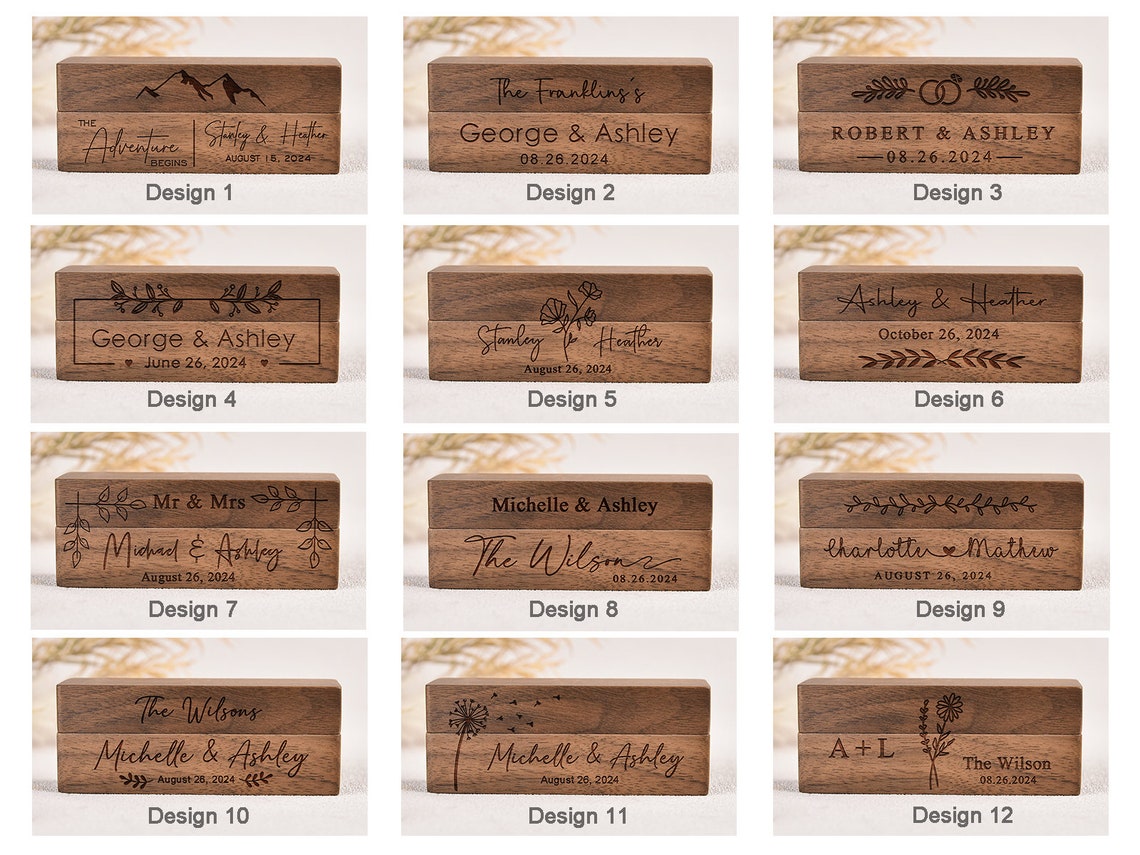 Personalized Wood Double Ring Box: Rustic Wedding Proposal