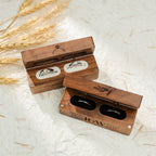 Personalized Wood Double Ring Box: Rustic Wedding Proposal