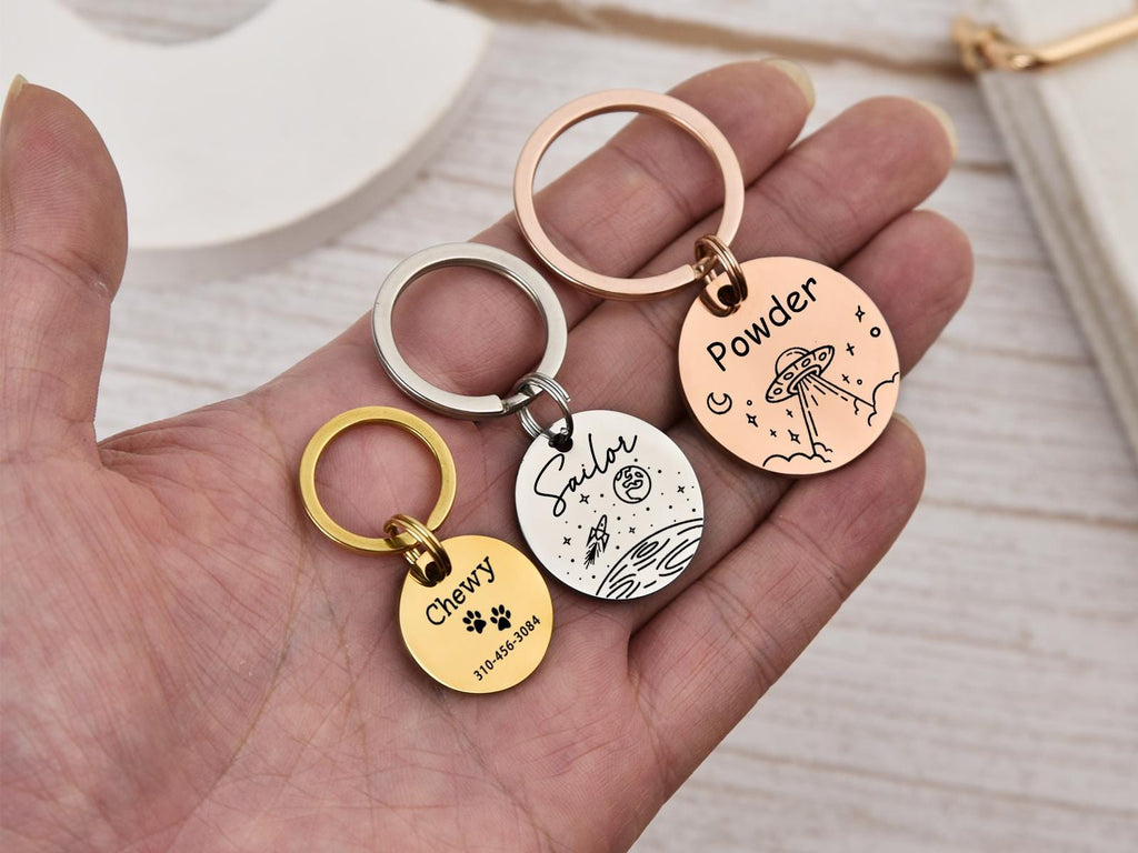 Personalized Stainless Steel Dog Tag, Laser Engraved Pet ID