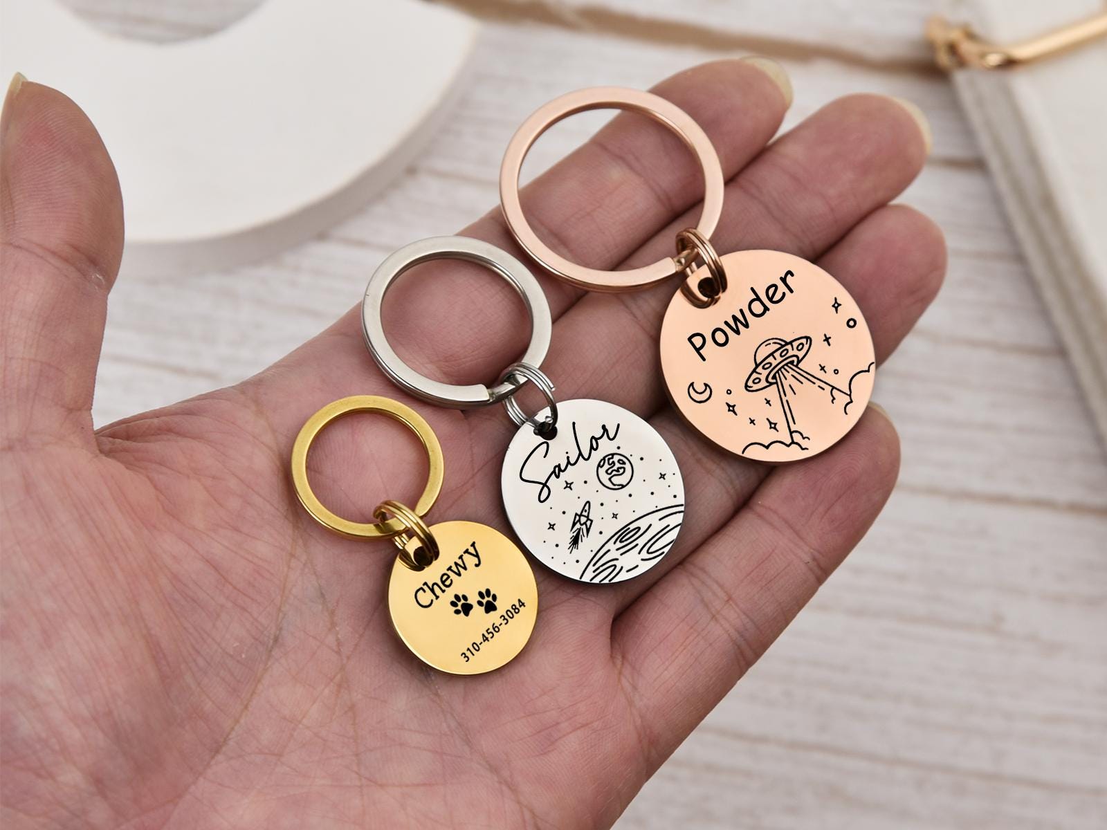 Personalized Stainless Steel Dog Tag, Laser Engraved Pet ID
