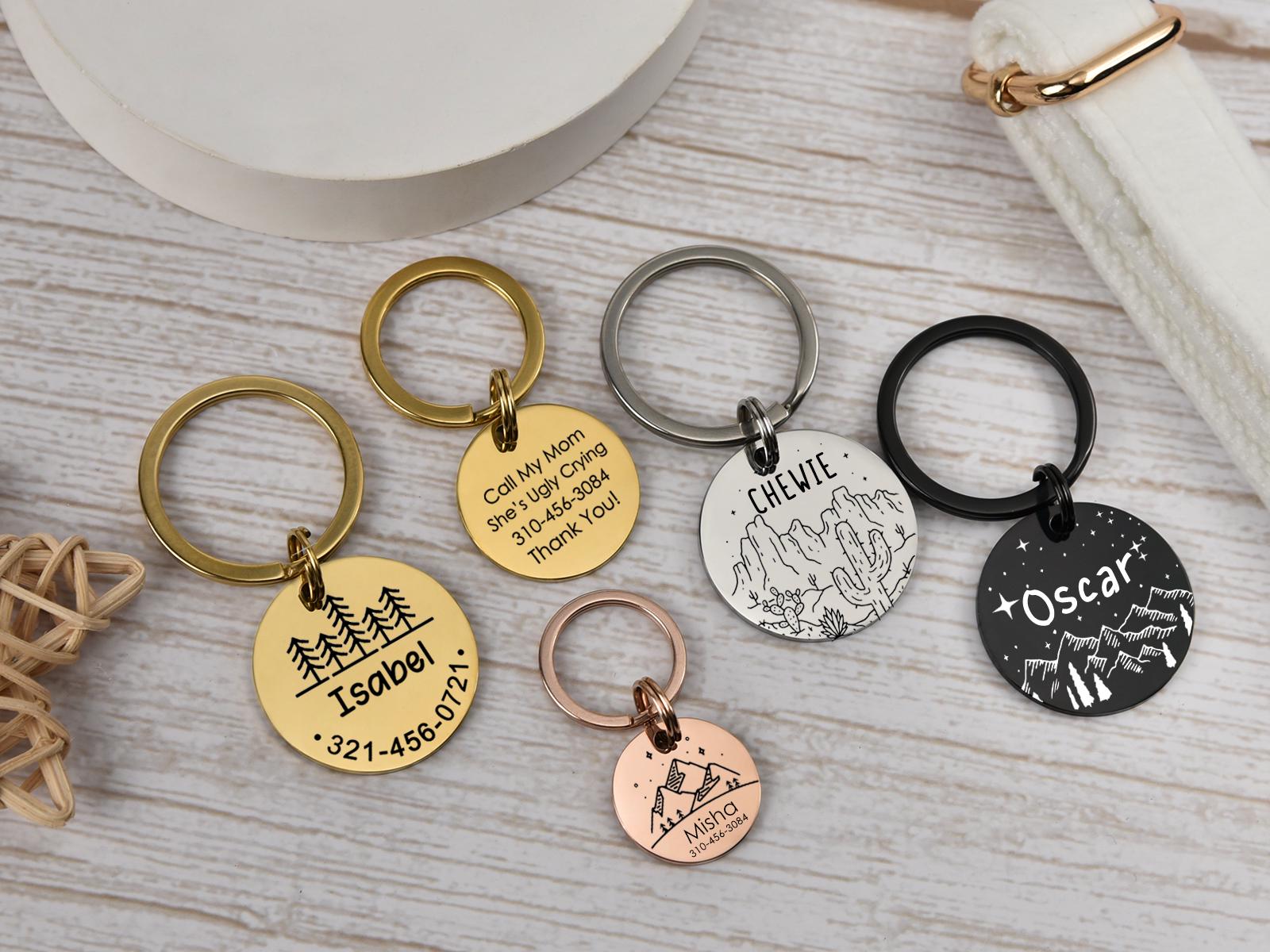 Personalized Stainless Steel Dog Tag, Laser Engraved Pet ID