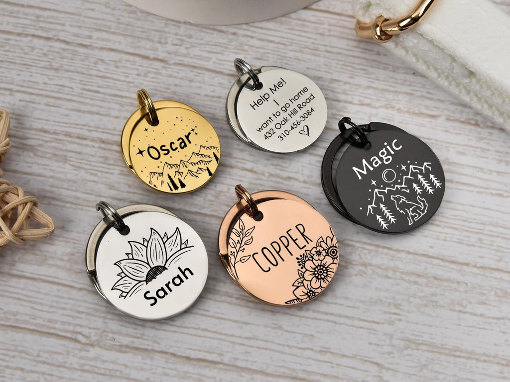 Personalized Stainless Steel Dog Tag, Laser Engraved Pet ID