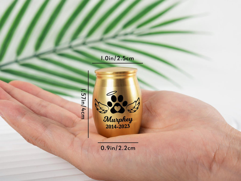 Personalized Mini Cremation Urn: Engraved Stainless Steel Ashes Keepsake