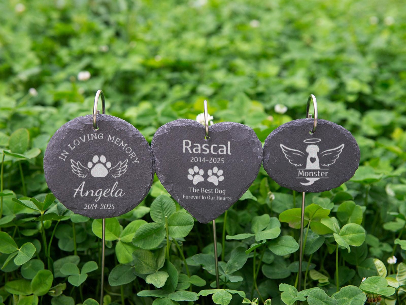 Engraved Pet Memorial Stone: Personalized Dog Cat Garden Marker