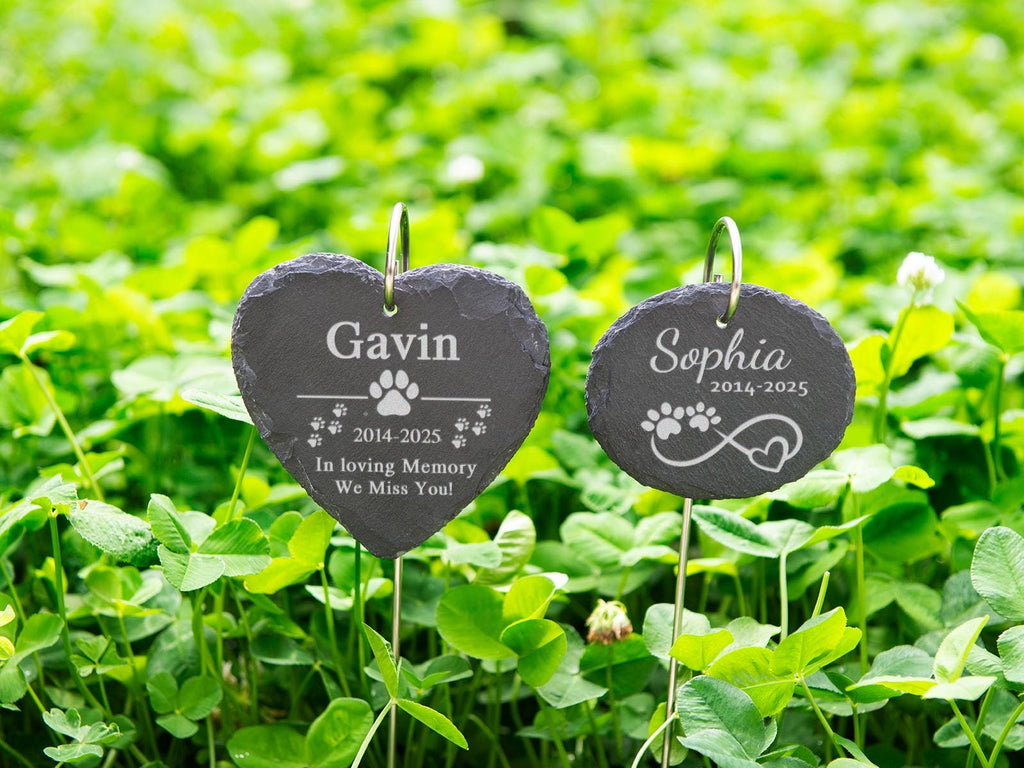 Engraved Pet Memorial Stone: Personalized Dog Cat Garden Marker