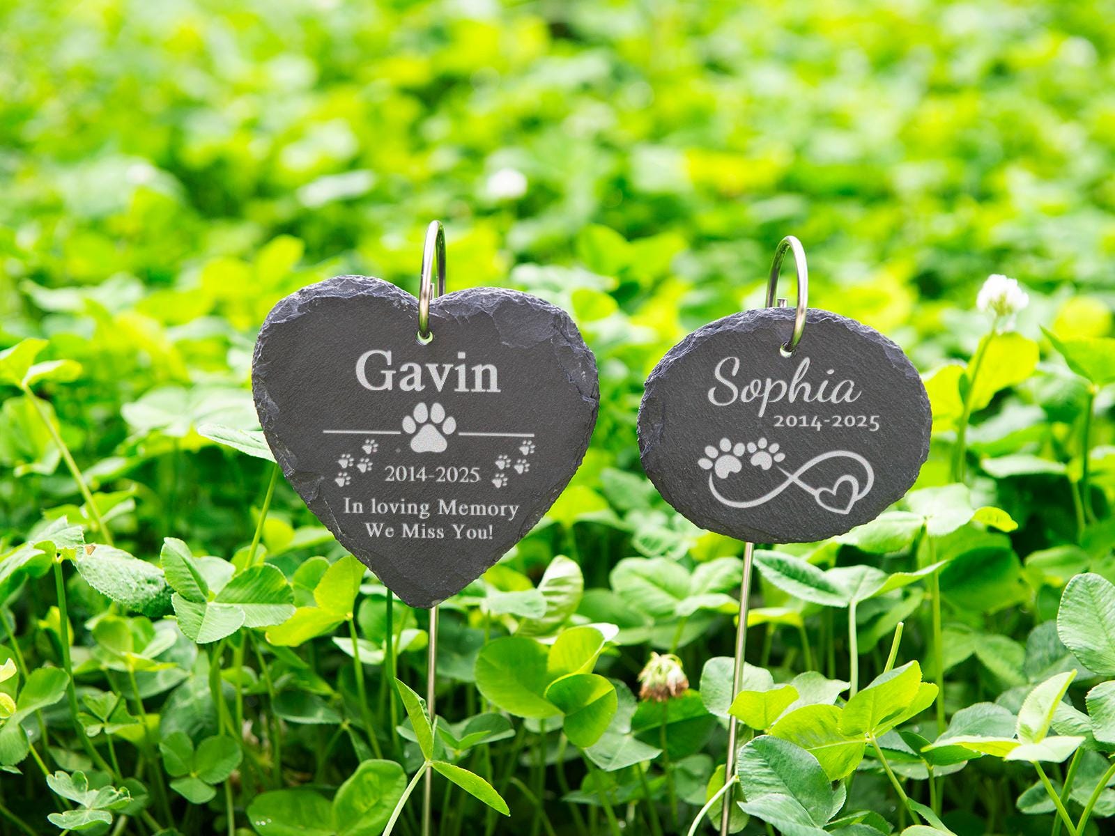 Engraved Pet Memorial Stone: Personalized Dog Cat Garden Marker