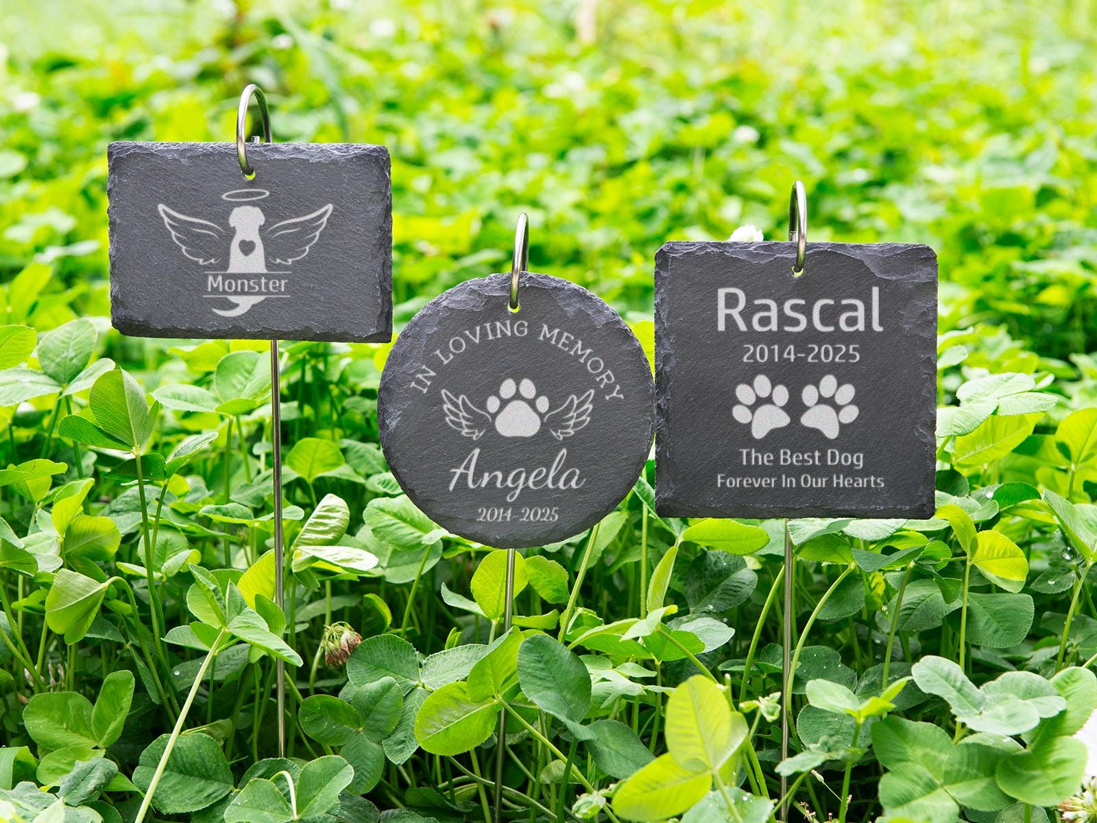 Engraved Pet Memorial Stone: Personalized Dog Cat Garden Marker