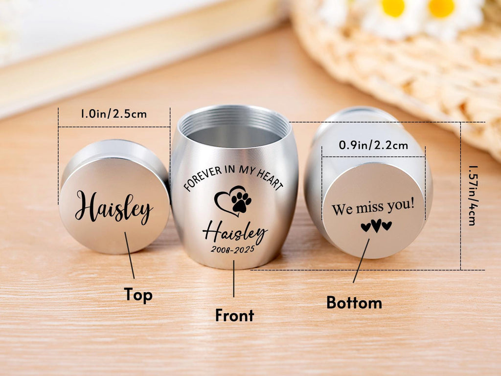Personalized Mini Cremation Urn: Engraved Stainless Steel Ashes Keepsake