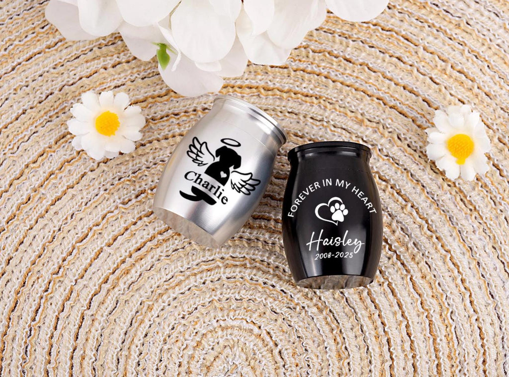 Personalized Mini Cremation Urn: Engraved Stainless Steel Ashes Keepsake