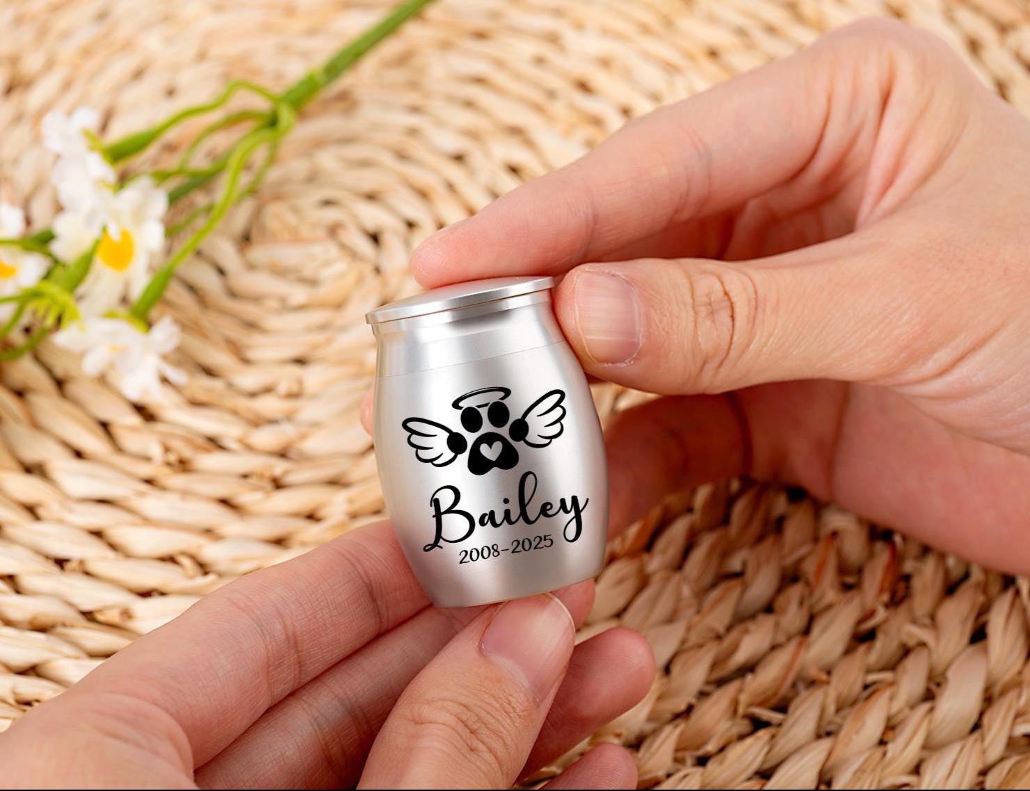 Personalized Mini Cremation Urn: Engraved Stainless Steel Ashes Keepsake
