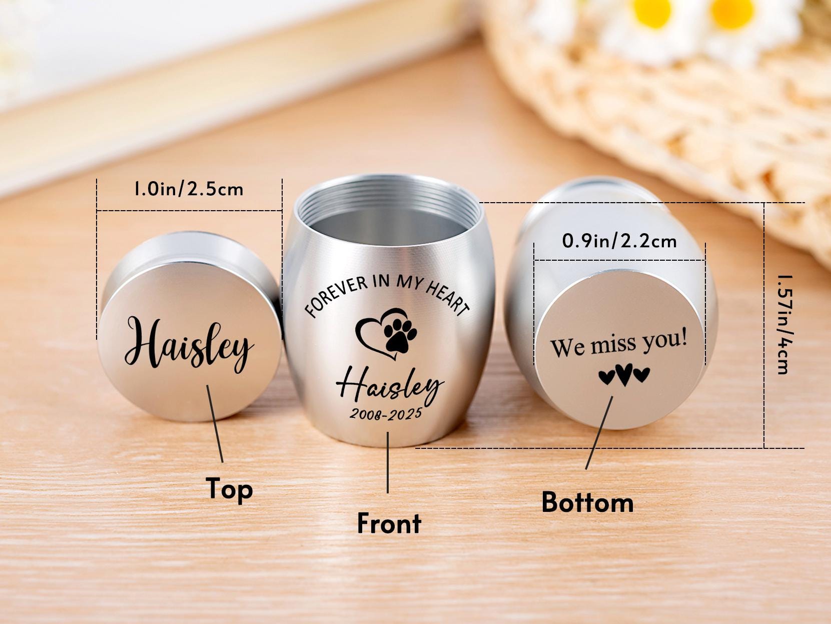 Personalized Tree of Life Mini Cremation Urn: Stainless Steel Memorial