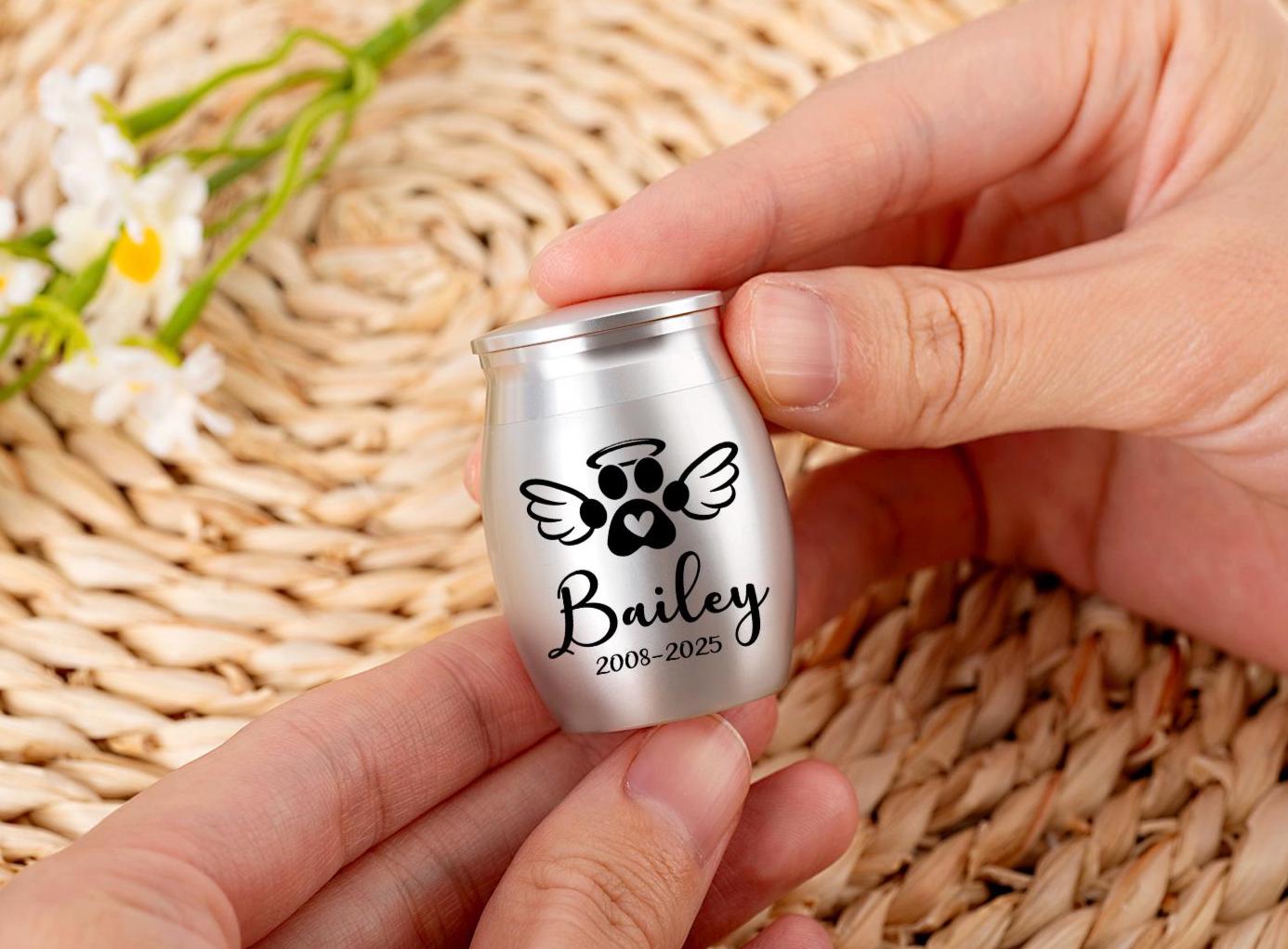 Personalized Tree of Life Mini Cremation Urn: Stainless Steel Memorial