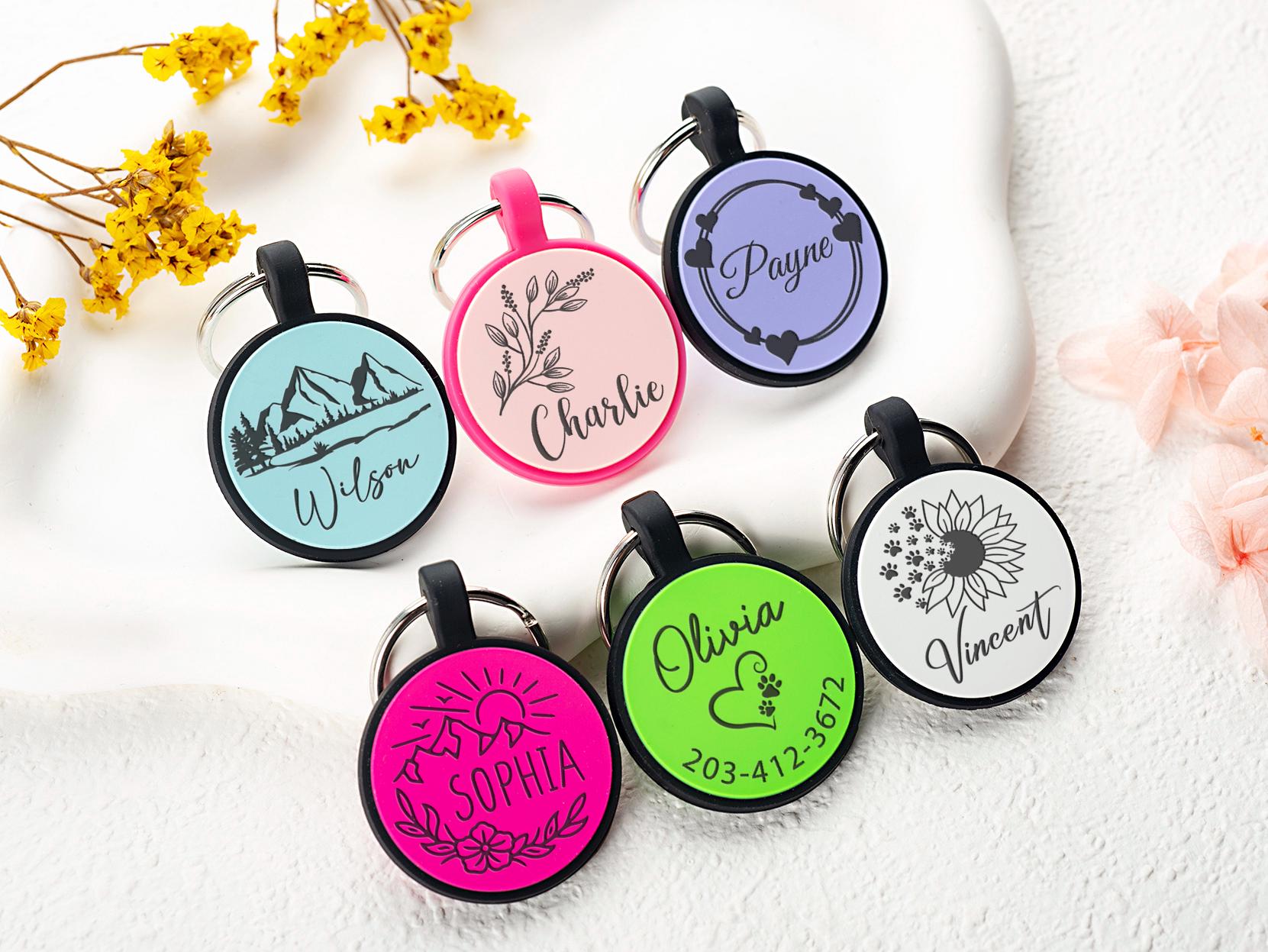 Personalized Silent Silicone Dog Tag: Engraved Pet ID, Custom Text