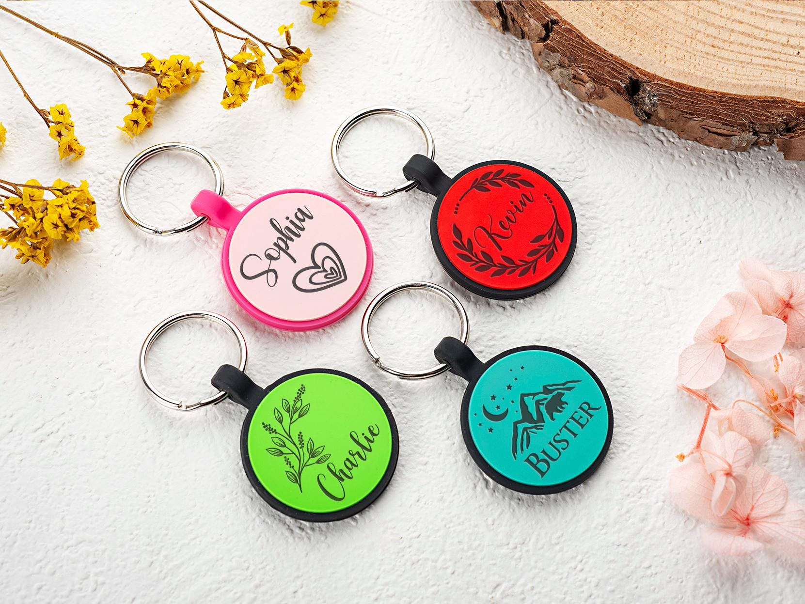 Personalized Silent Silicone Dog Tag: Engraved Pet ID, Custom Text