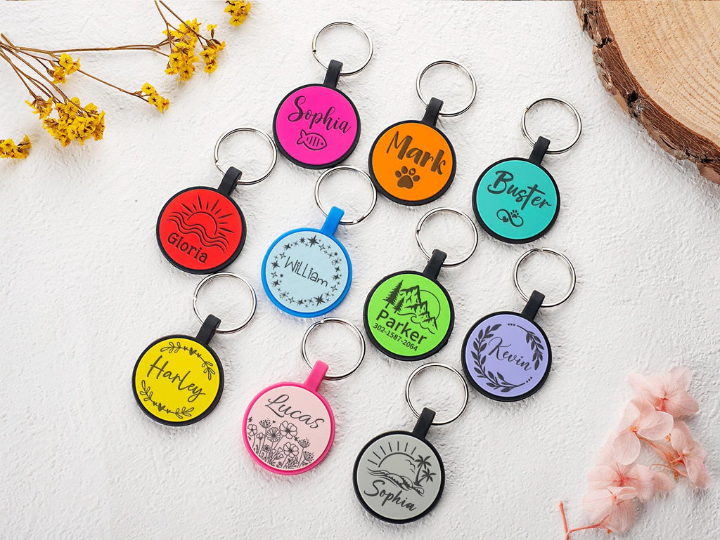 Personalized Silent Silicone Dog Tag: Engraved Pet ID, Custom Text
