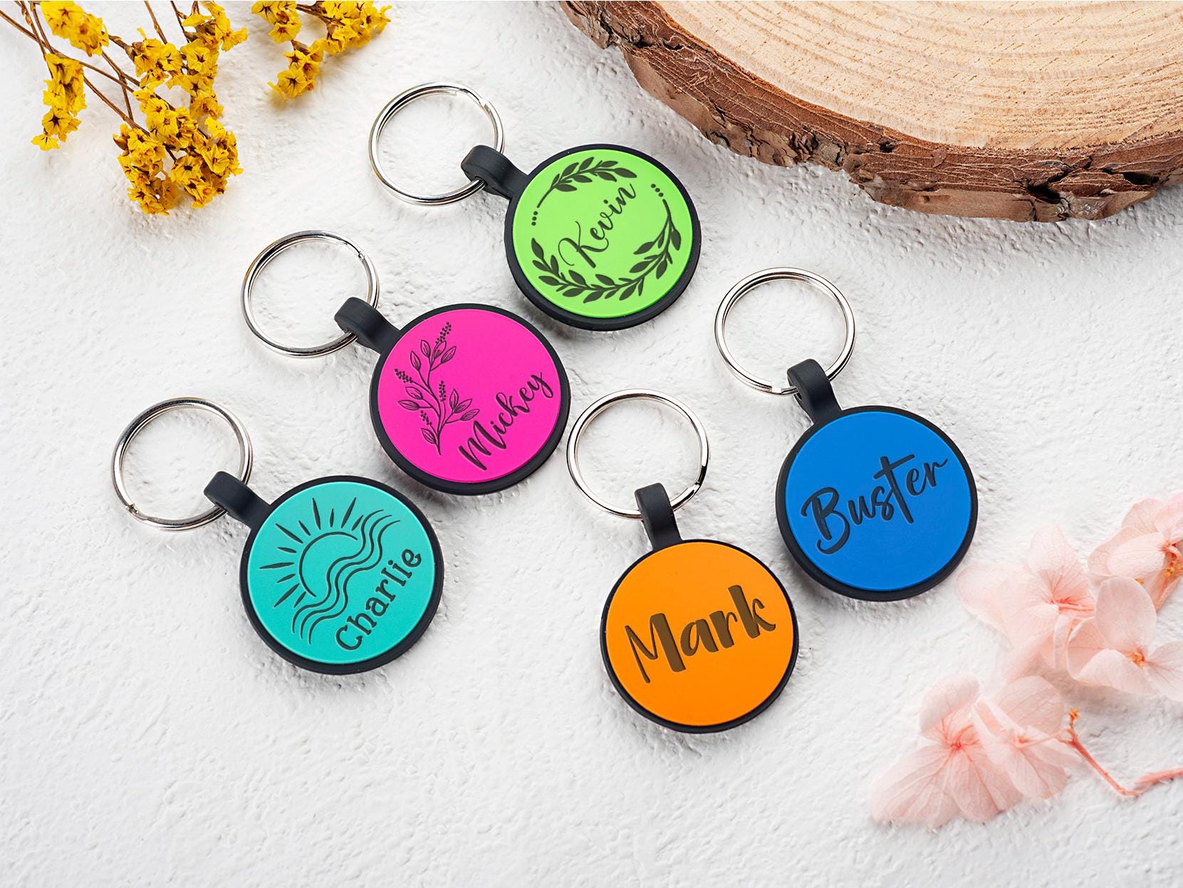 Personalized Silent Silicone Dog Tag: Engraved Pet ID, Custom Text