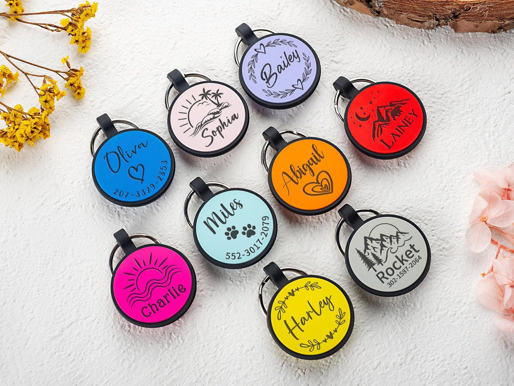 Personalized Silent Silicone Dog Tag: Engraved Pet ID, Custom Text