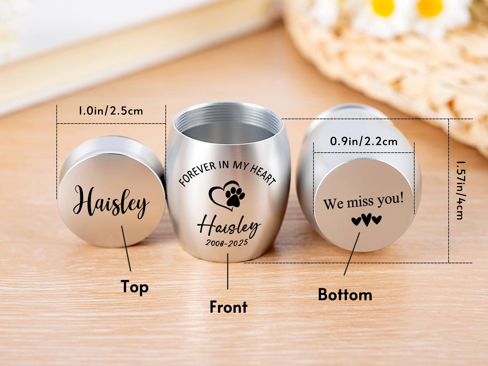 Engraved Pet Cremation Urn: Stainless Steel Mini Ashes Memorial