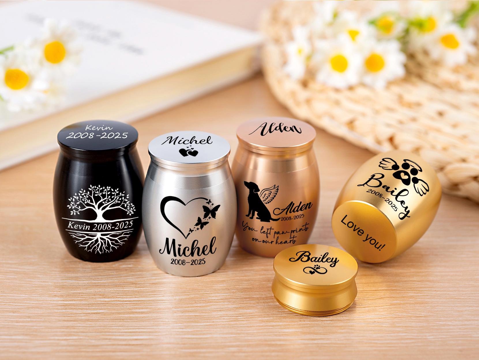 Personalized Mini Cremation Urn: Engraved Stainless Steel Ashes Keepsake