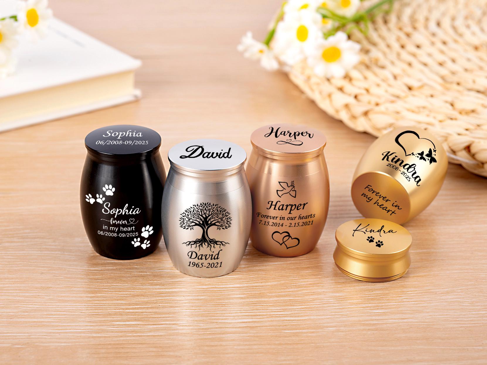 Personalized Tree of Life Mini Cremation Urn: Stainless Steel Memorial