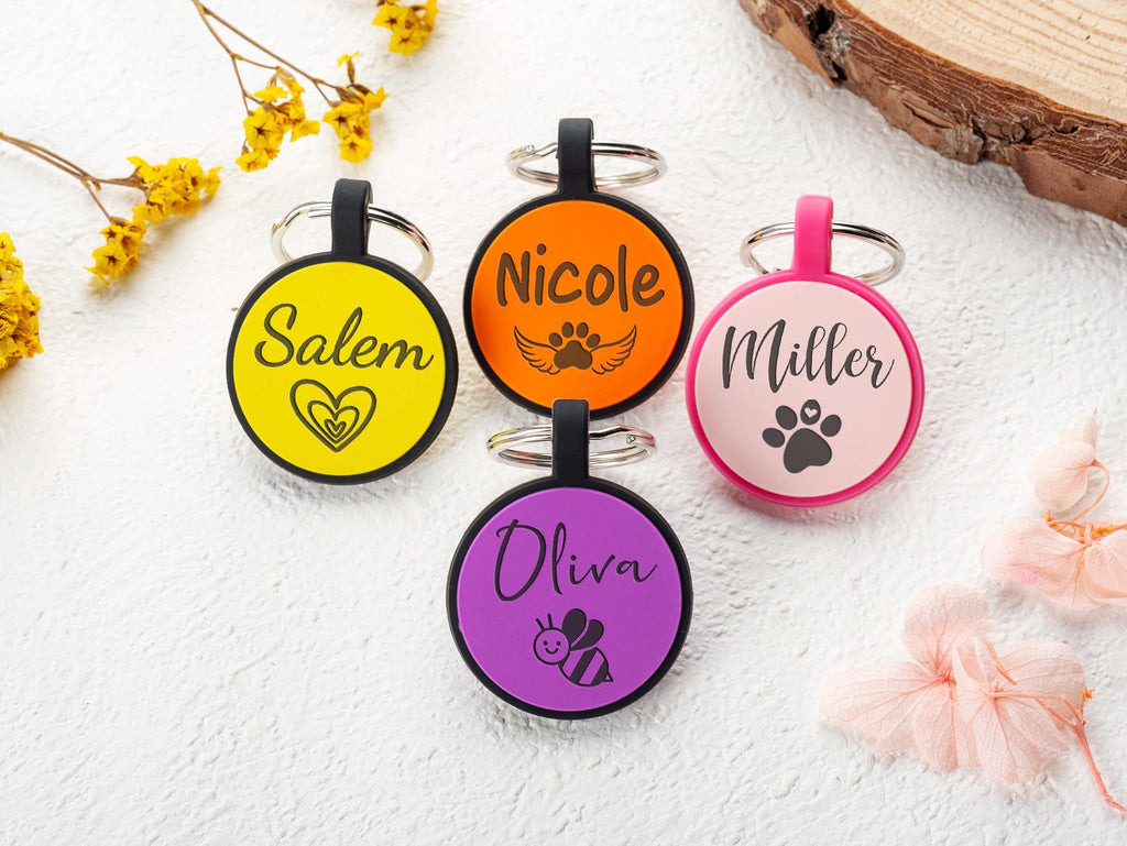 Personalized Silent Silicone Dog Tag: Engraved Pet ID, Custom Text
