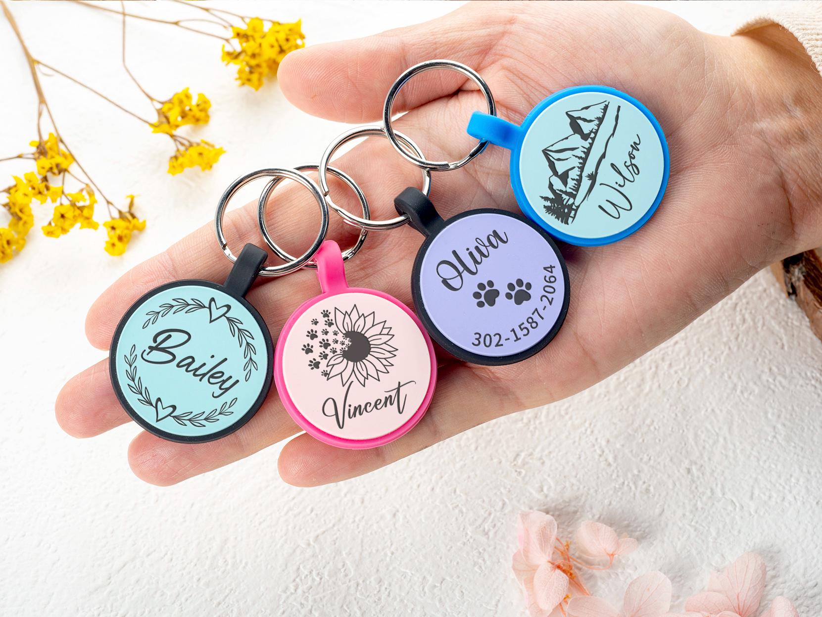 Personalized Silent Silicone Dog Tag: Engraved Pet ID, Custom Text