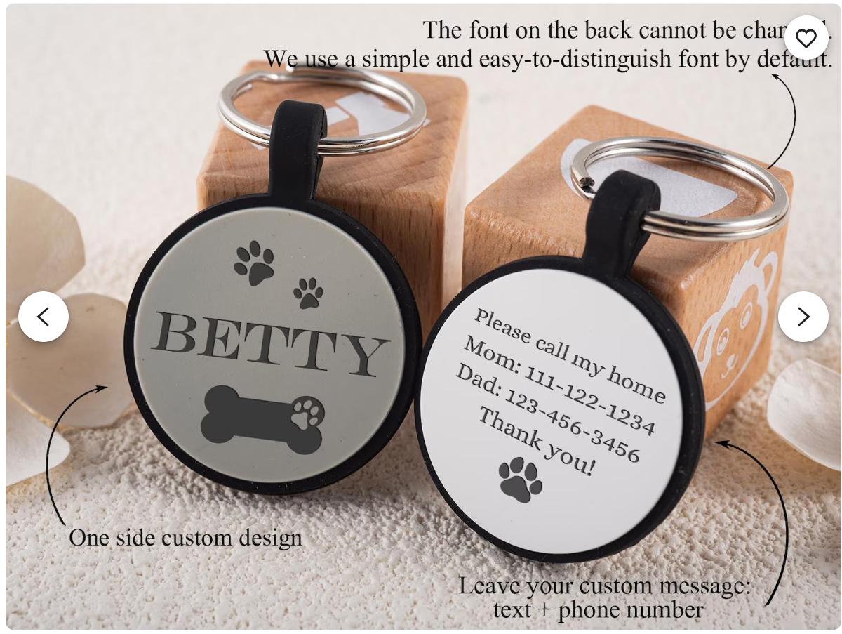 Personalized Silent Silicone Dog Tag: Engraved Pet ID, Custom Text