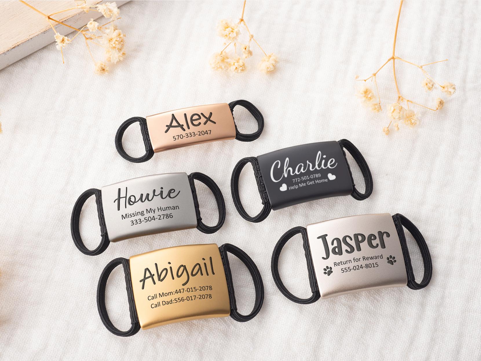 Silent Slide-On Pet ID Tag, Personalized Stainless Steel Dog Cat Collar Tag