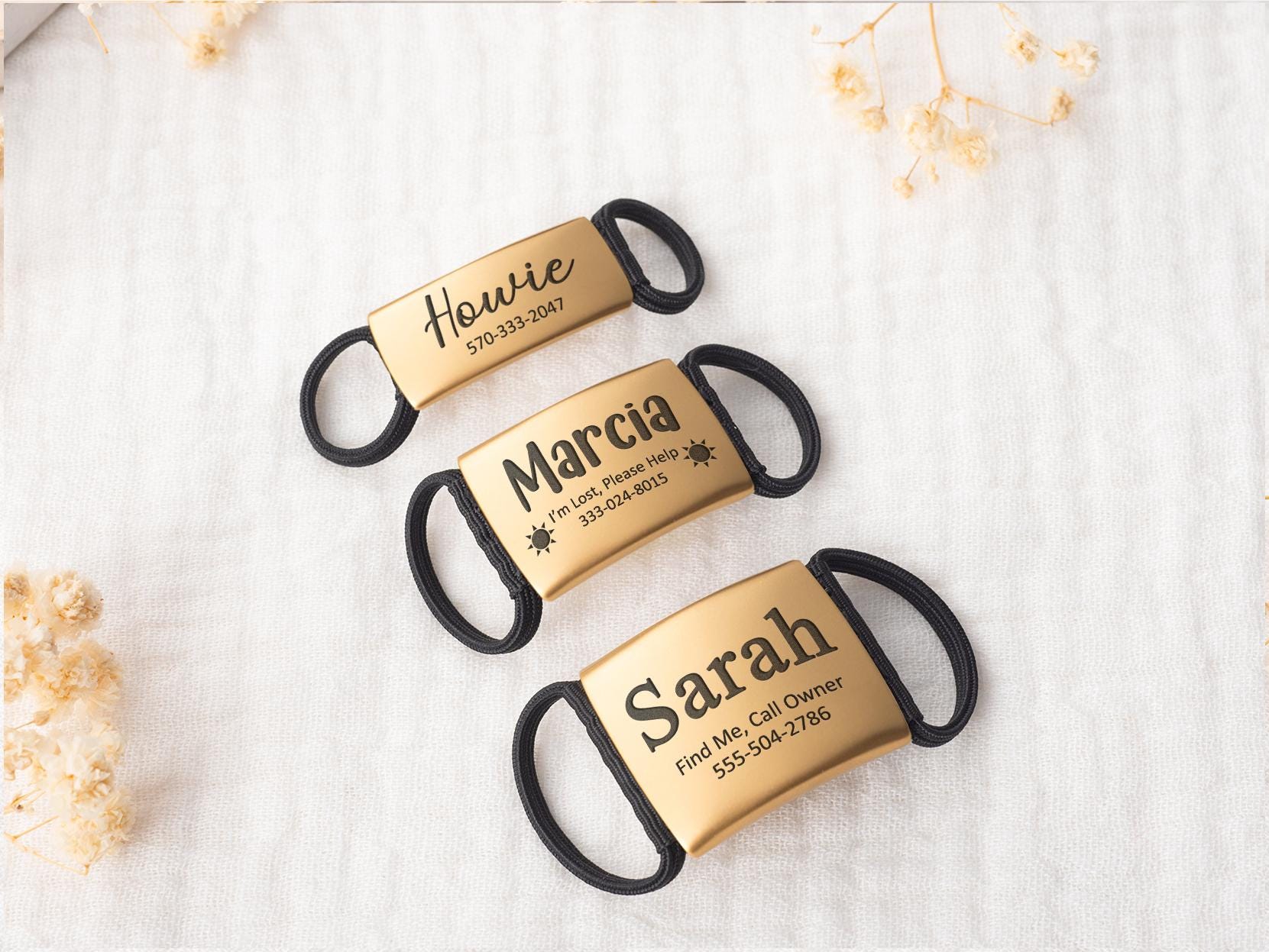 Silent Slide-On Pet ID Tag, Personalized Stainless Steel Dog Cat Collar Tag