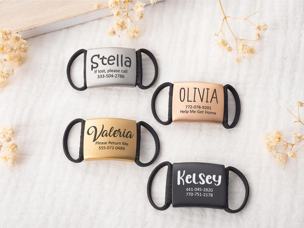 Silent Slide-On Pet ID Tag, Personalized Stainless Steel Dog Cat Collar Tag