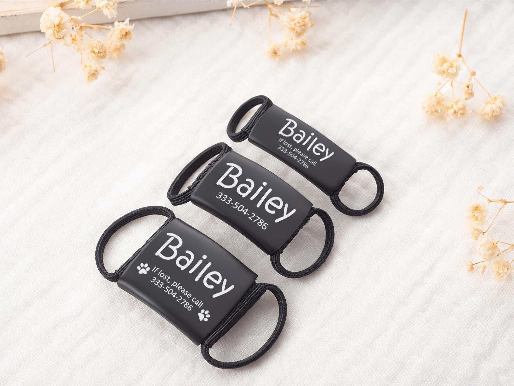 Silent Slide-On Pet ID Tag, Personalized Stainless Steel Dog Cat Collar Tag