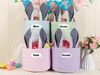 Personalized Embroidered Seersucker Easter Basket with Bunny Ears