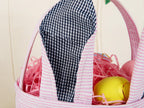 Personalized Embroidered Seersucker Easter Basket with Bunny Ears