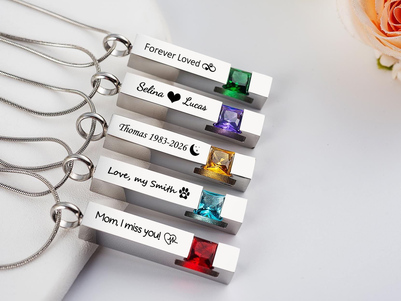 Personalized Cremation Urn Necklace: Engraved Memorial Jewelry for Ashes (Stainless Steel)