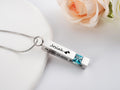 Personalized Cremation Urn Necklace – Stainless Steel Twisted Bar Memorial Pendant