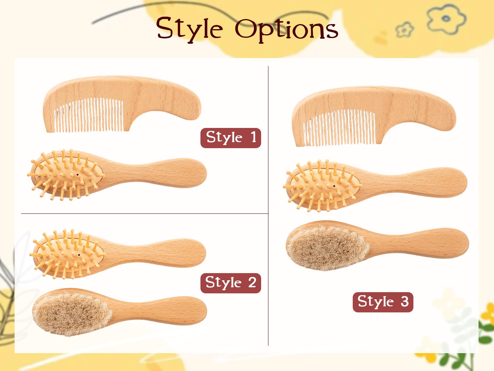 Personalized Wooden Baby Brush Set, Engraved Name Comb, Natural Beech Wood, Baby Shower Gift