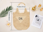 Personalized Raffia Beach Tote Bag, Hand-Woven Straw Bag, Embroidered Initials, Bridesmaid Gift