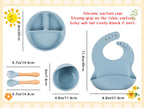 Custom Silicone Baby Weaning Set, Engraved Plate, Bib, Bowl, Fork, Spoon
